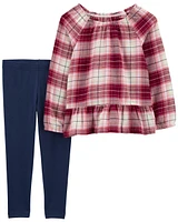 2-Piece Plaid Flannel Top & Legging Set