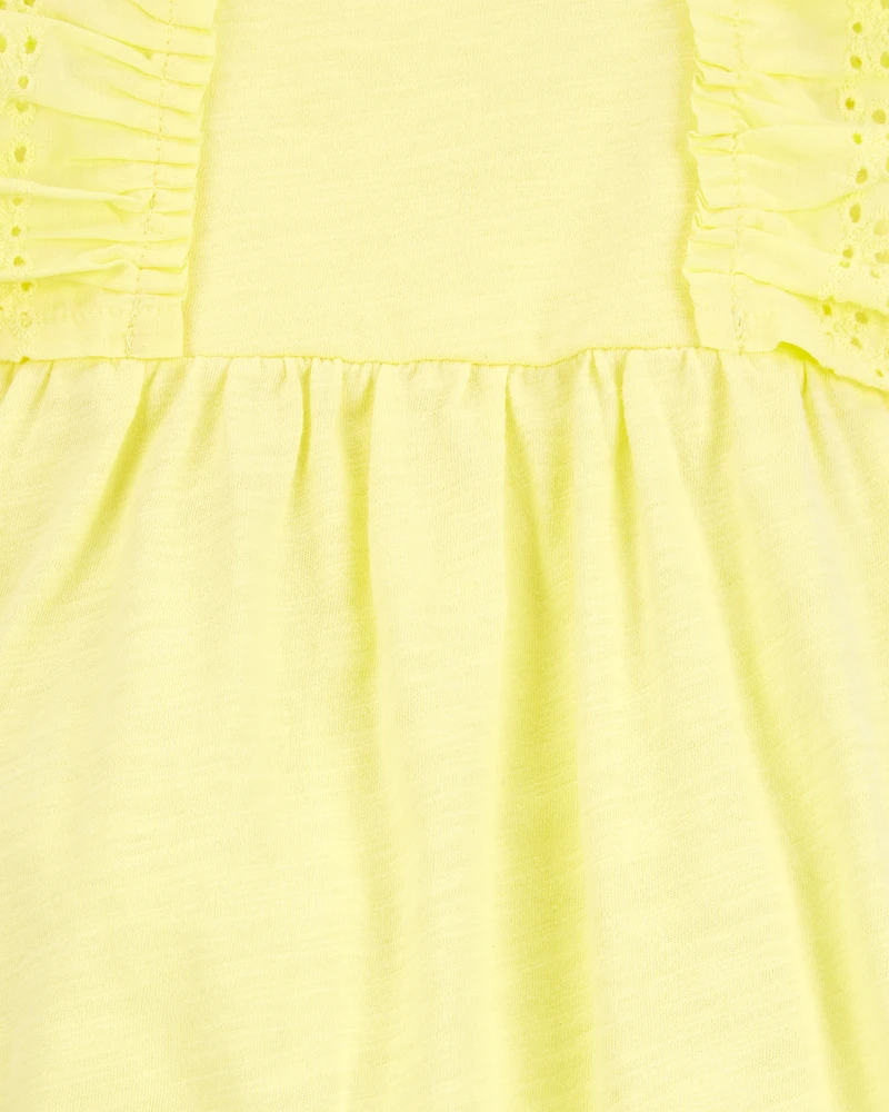 Baby Girl Eyelet Flutter-Sleeve Romper -Yellow