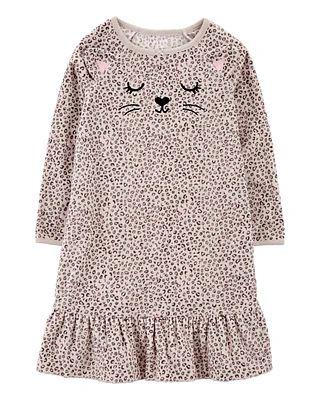 Kid Leopard Fleece Nightgown