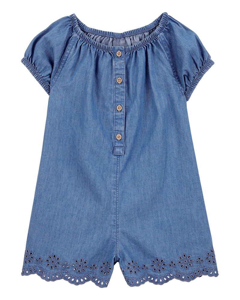 Baby Button-Front Chambray Romper