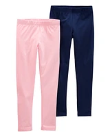 Kid Girls 2-Pack Pink & Navy Leggings