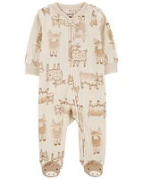 Baby Highland Cow 2-Way Zip Fleece Sleep & Play Pajamas