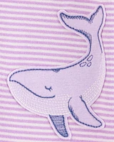 Baby Whale Striped Snug Fit Cotton Footless 1-Piece Pyjamas - Purple