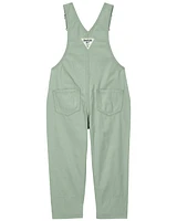 Toddler Floral Lined Lightweight Canvas Overalls