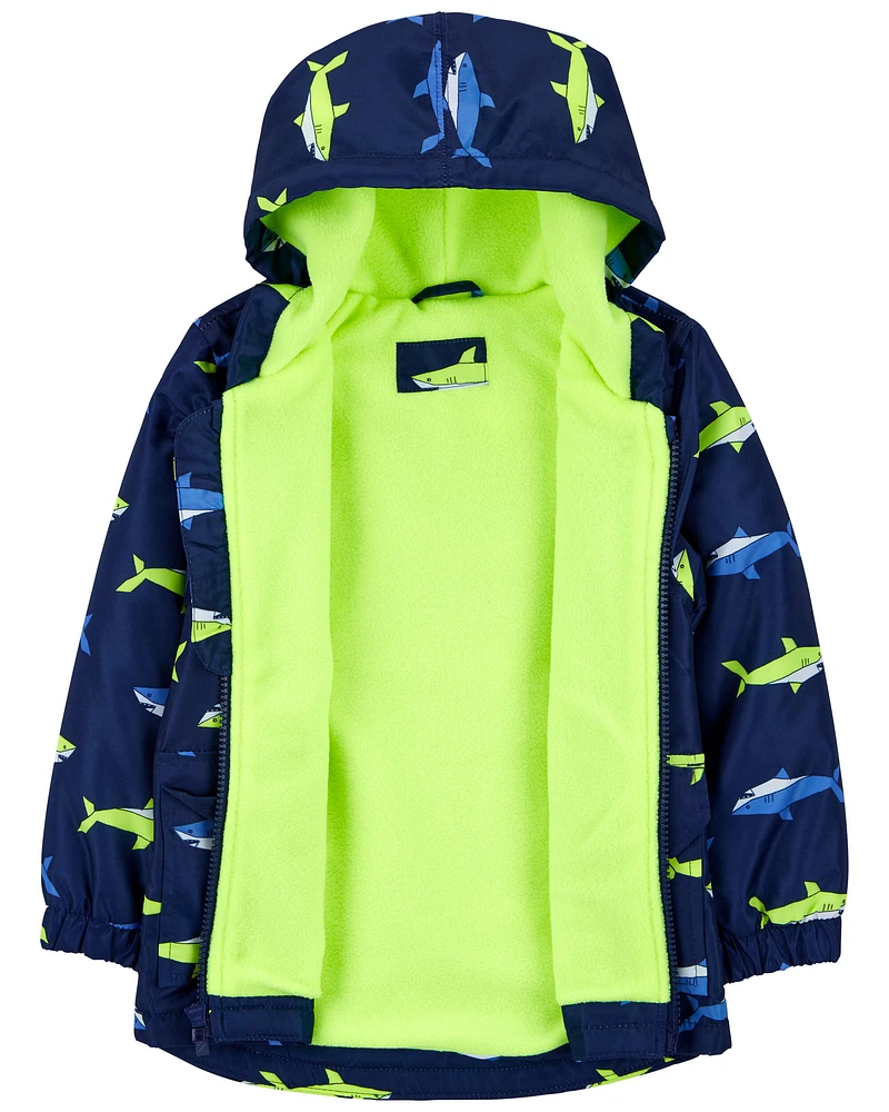 Toddler Shark Print Rain Jacket