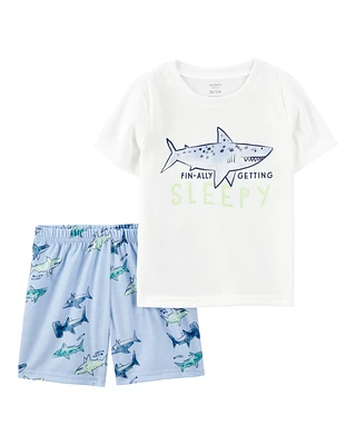 Toddler Shark Print Loose Fit 2-Piece Pyjamas - Blue