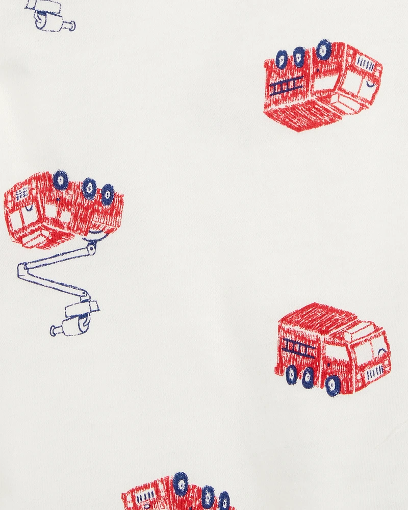 Baby 2-Piece Fire Truck Tee & Shortall Set - Grey