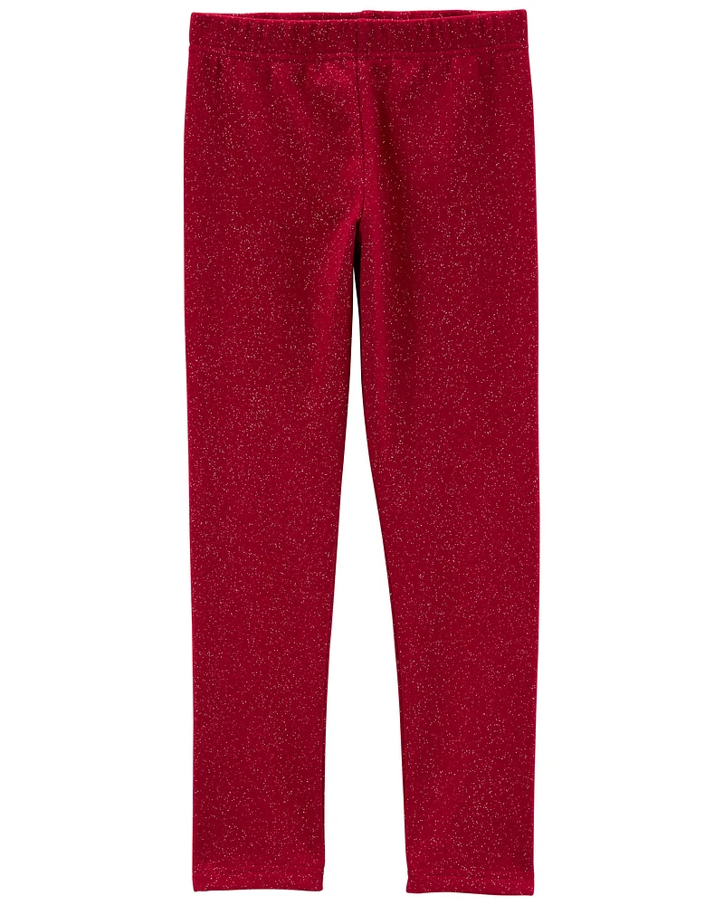 Kid Glitter Cozy Fleece Leggings