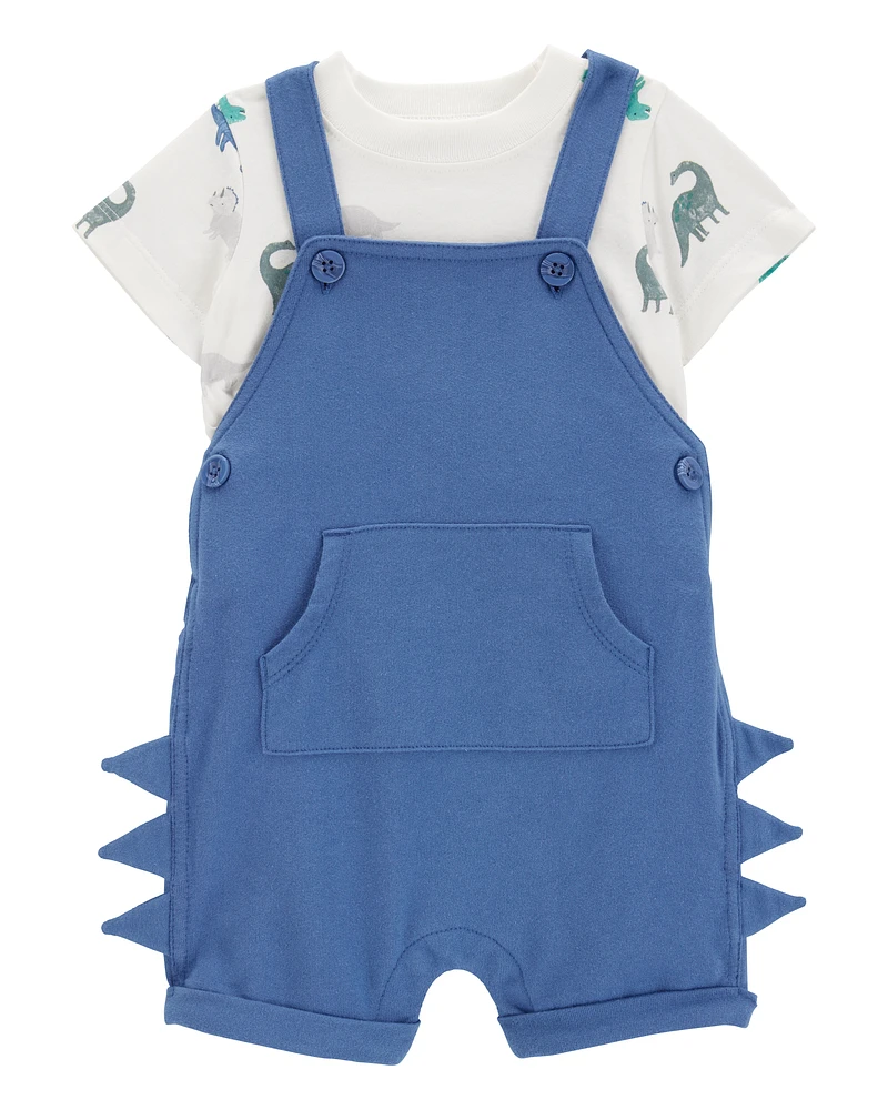 Baby 2-Piece Dinosaur Tee & Shortall Set - Navy