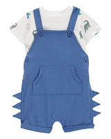 Baby 2-Piece Dinosaur Tee & Shortall Set - Navy