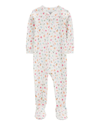 Baby Floral Print Snug Fit Cotton Footie 1-Piece Pyjamas