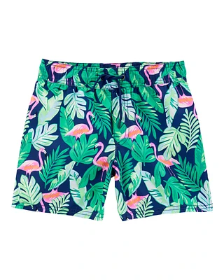 Kid Tropical Print Swim Trunks