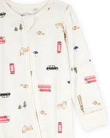 Baby London Print 2-Way Zip PurelySoft Sleeper Pyjamas - Ivory