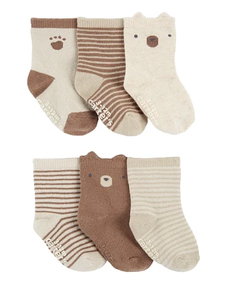 Baby 6-Pack Striped Bear Booties