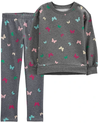 Kid 2-Piece Butterfly Sweathsirt & Fleece Leggings Set