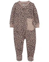 Toddler 1-Piece Cheetah Print Fleece Footie Pyjamas