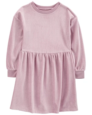 Kid Long-Sleeve Velour Dress