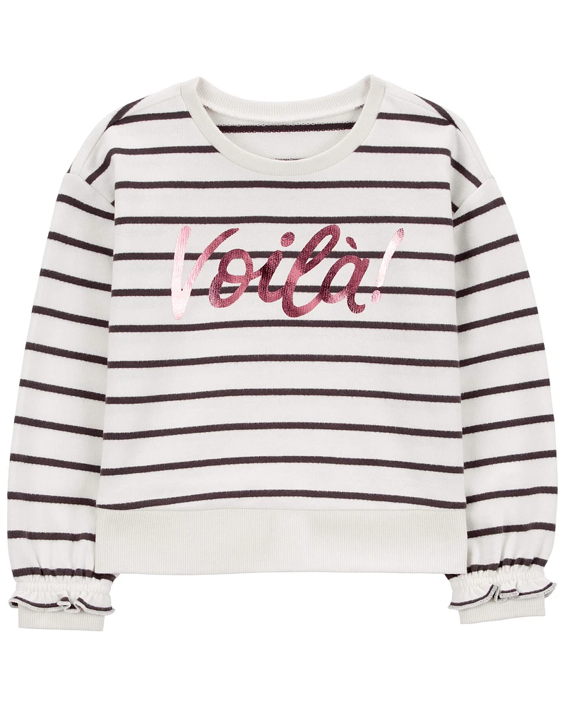 Toddler Striped French Terry  Long-Sleeve Pullover