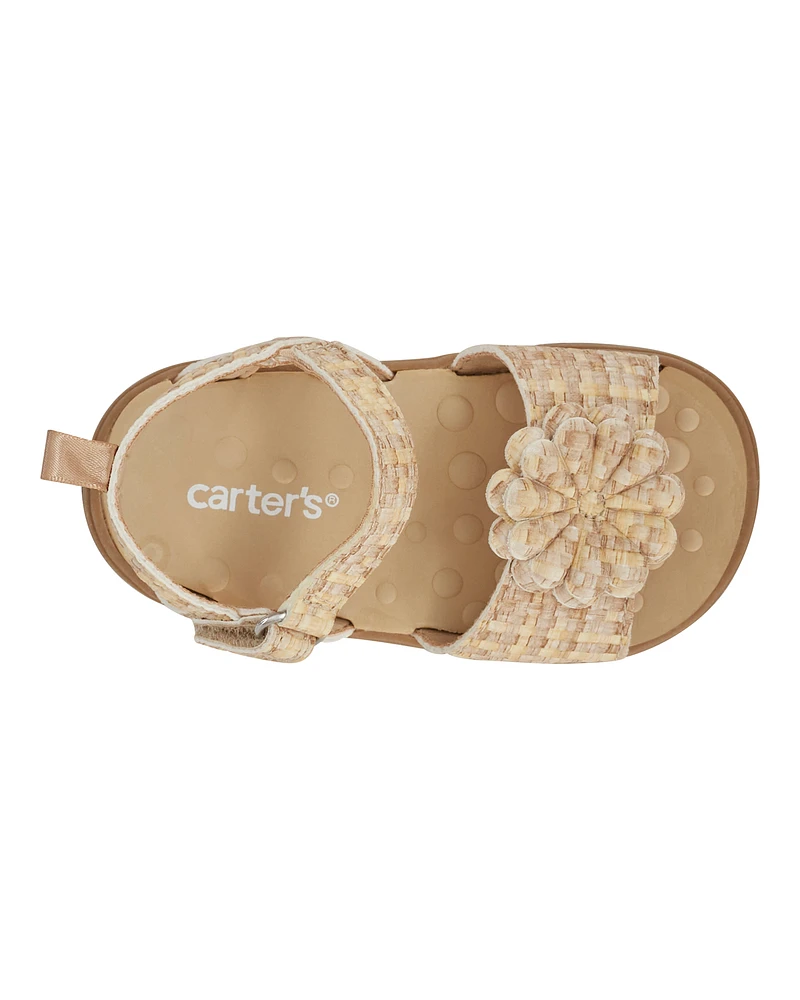 Every Step® First Walker Woven Flower Accent Sandals - Beige