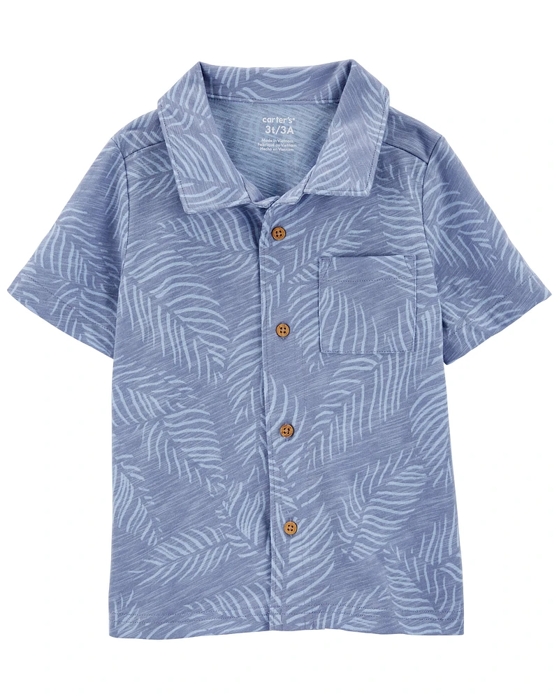Palm Tree Button-Front Shirt