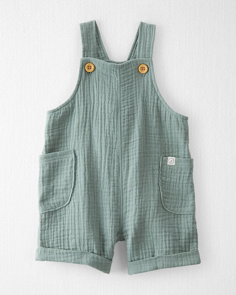 Baby Organic Cotton Gauze Shortalls Green