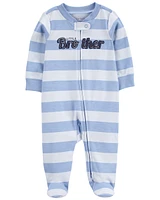 Baby Little Brother 2-Way Zip Cotton Sleeper