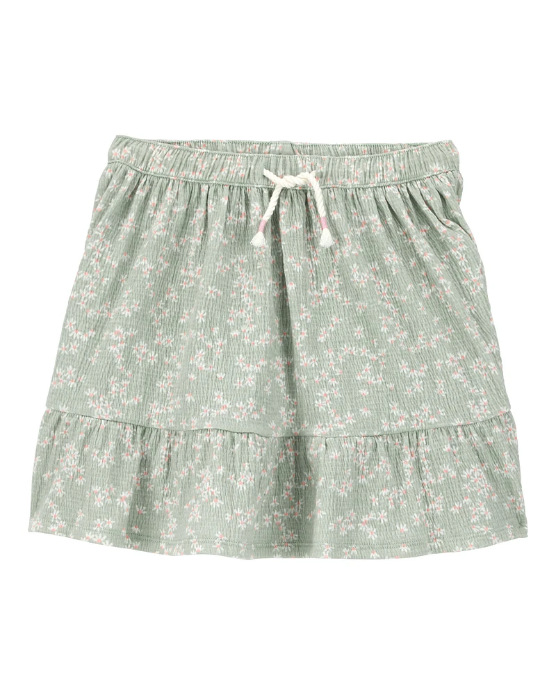 Kid Floral Crinkle Skort - Green
