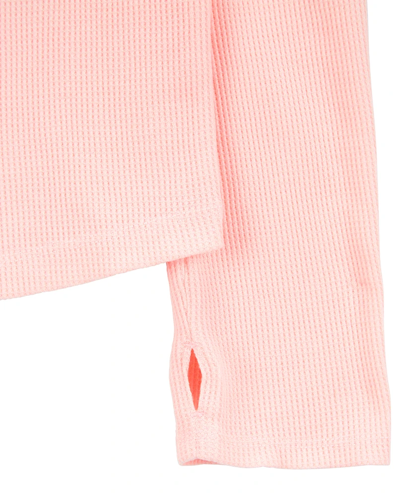 Kid Waffle Knit Long-Sleeve Tee - Pink