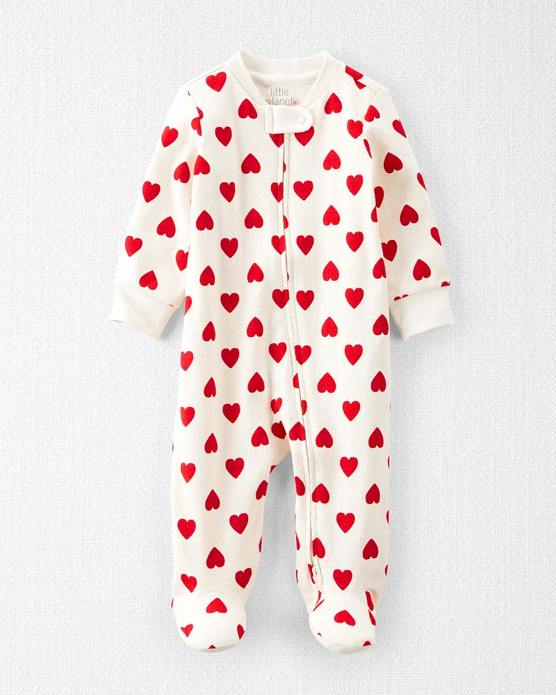 Baby Organic Cotton Sleep & Play Pyjamas Hearts