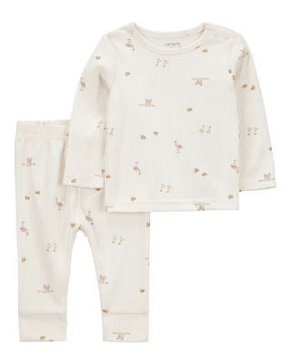 Baby 2-Piece Bird Print Long-Sleeve Tee & Pant Set