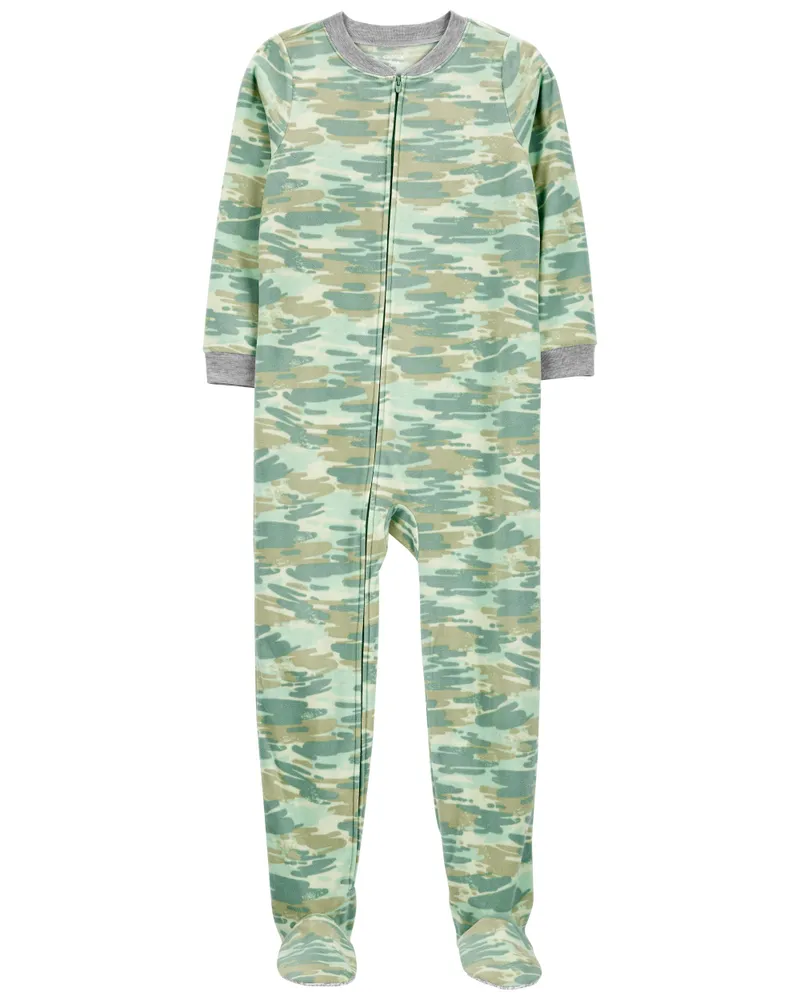 Blue Baby 1-Piece Moose Fleece Footie Pajamas