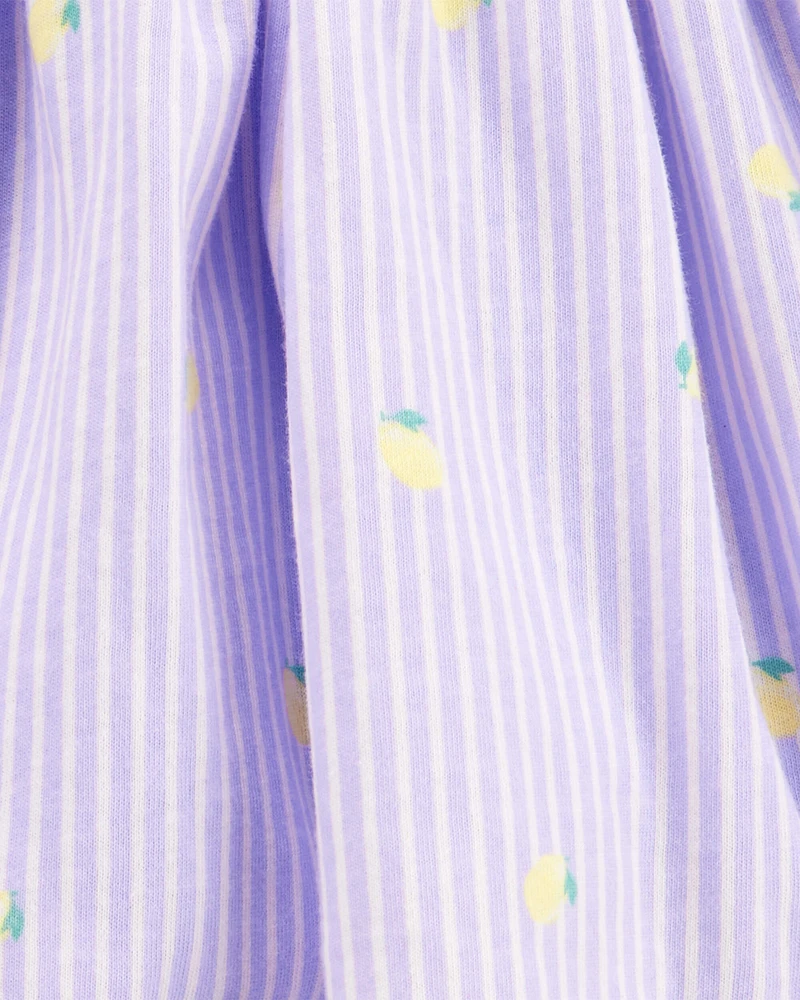 Toddler Striped Lemon Print Skort - Purple
