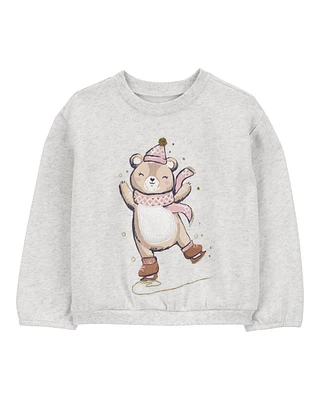 Baby Ice Skating Bear Fleece Sweatshirt