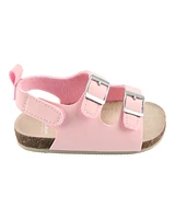 Baby Buckle Faux Cork Sandals - Pink