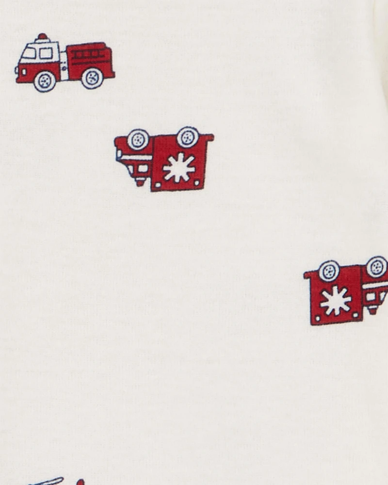 Baby 4-Pack Long-Sleeve Firetruck Bodysuits