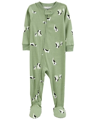 Toddler 1-Piece Dog 100% Snug Fit Cotton Footie Pyjamas