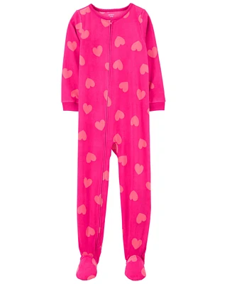 1-Piece Hearts Fleece Footie Pyjamas