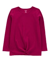 Kid Ribbed Knot Long-Sleeve Top