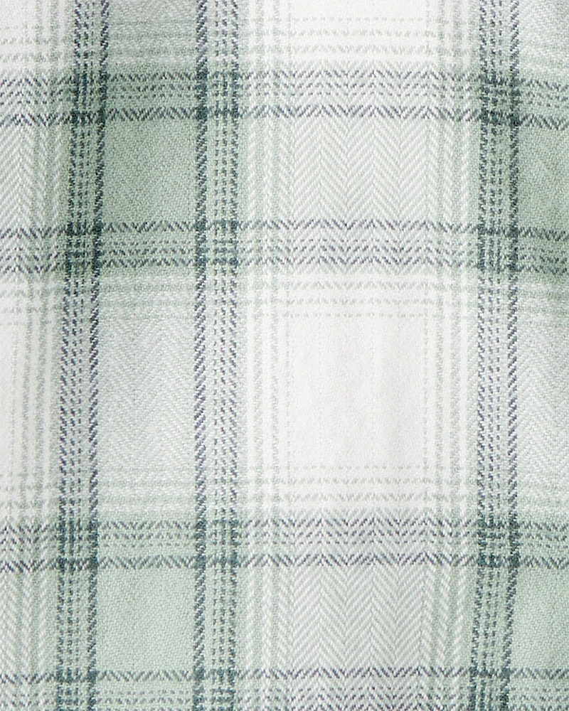 Toddler Organic Cotton Herringbone Button-Front Shirt Plaid