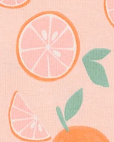 Toddler Orange Print Snug Fit Cotton 4-Piece Pyjamas
