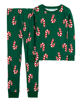 Kid 2-Piece Christmas Candy Cane 100% Snug Fit Cotton Pyjamas