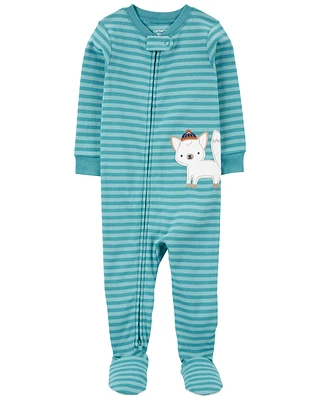 Baby 1-Piece Wolf Striped 100% Snug Fit Cotton Footie Pajamas