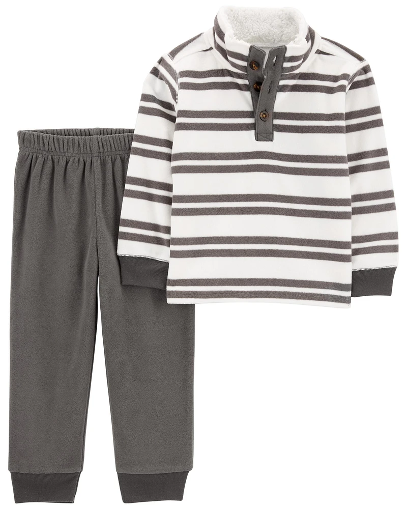 Toddler 2-Piece Striped Fleece Pullover & Pant Set