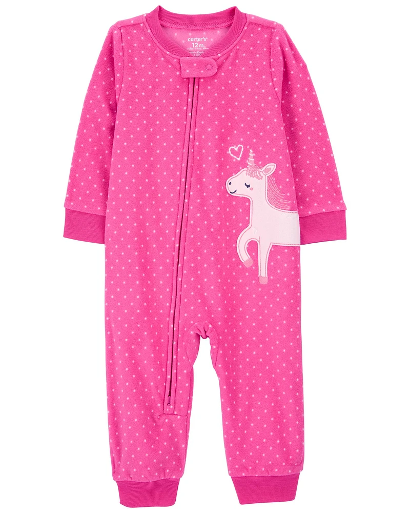 Toddler 1-Piece Unicorn Fleece Footless Pyjamas