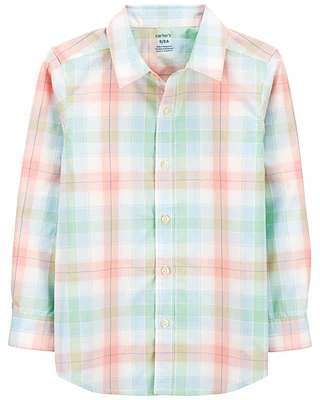 Kid Plaid Button-Front Shirt