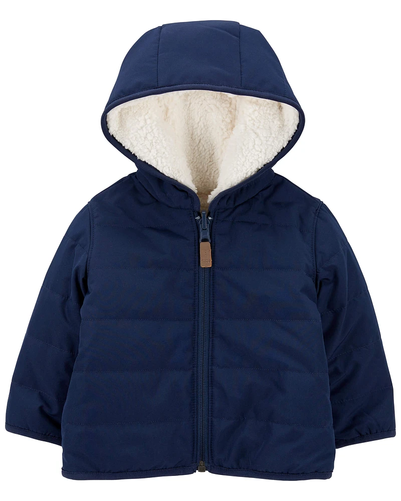 Baby Reversible Zip-Up Sherpa Hooded Jacket