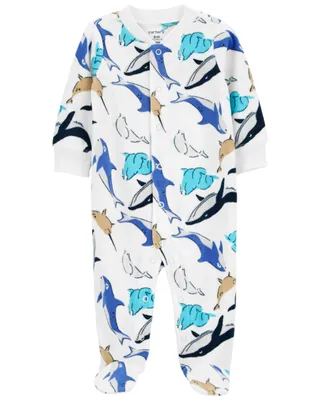 Whale Print Zip-Up Fleece Sleep & Play Pyjamas