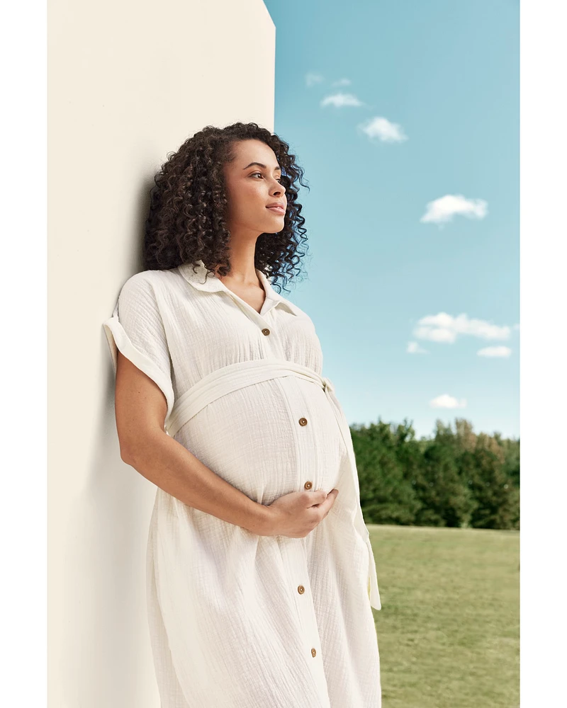 Adult Women's Maternity Midi Shirt Dress