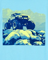Kid Monster Truck Short-Sleeve Graphic Tee - Turquoise