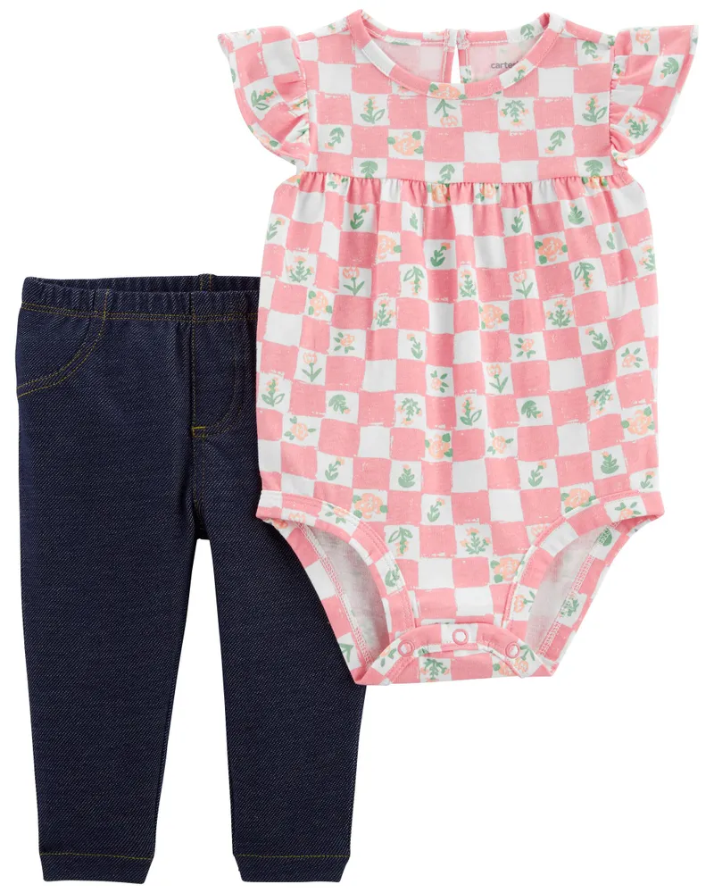 Carters Oshkosh 2-Piece Checkered Bodysuit Pant Set